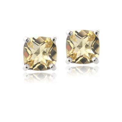 Sterling Silver 1.1ct Citrine Cushion-Cut Stud Earrings, 5mm
