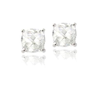Sterling Silver 1.5ct White Topaz Cushion-Cut Stud Earrings, 5mm