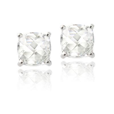 Sterling Silver 4.3ct White Topaz Cushion-Cut Stud Earrings, 7mm