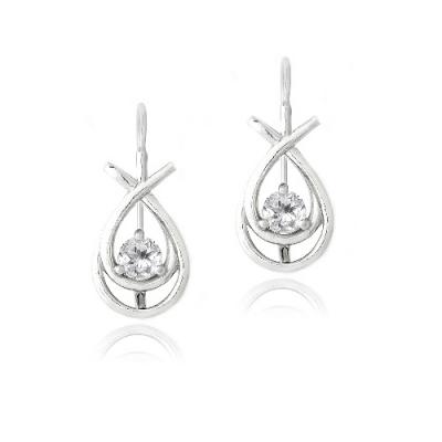 Sterling Silver 3/4ct White Topaz Double Teardrop Leverback Earrings