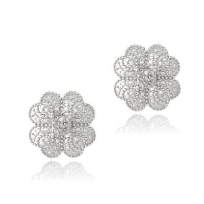 Sterling Silver 1/10ct Diamond Clover Stud Earrings
