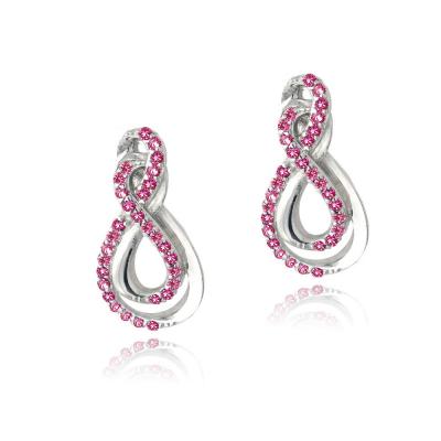 Sterling Silver Created Ruby Intertwined Infinity Earrings