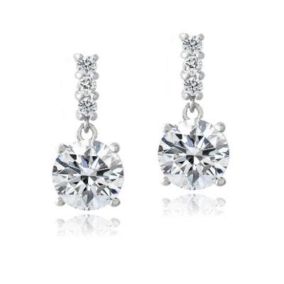 Sterling Silver CZ Dangle Earrings