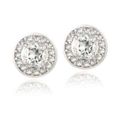 Sterling Silver 1.25ct White Topaz Round Stud Earrings