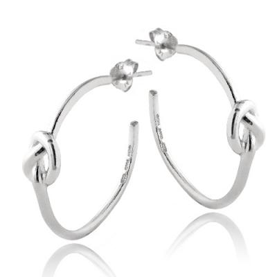 Sterling Silver Polished Love Knot Half Hoop Earrings