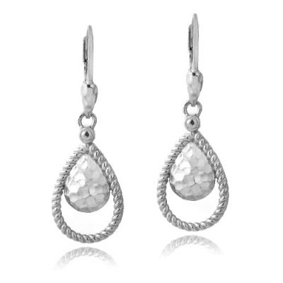 Sterling Silver Hammered Teardrop Dangle Earrings