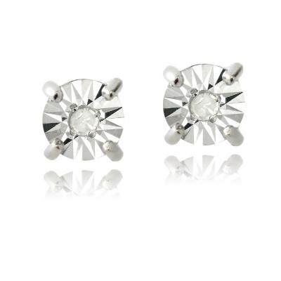 Sterling Silver Diamond Accent Illusion-Set Stud Earrings