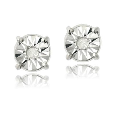 Sterling Silver 1/10ct Diamond Illusion-Set Stud Earrings