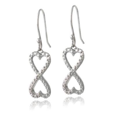Sterling Silver Diamond Accent Infinity Hearts Dangle Earrings