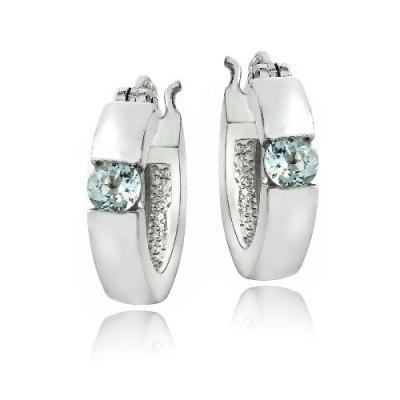Sterling Silver Blue Topaz Huggie Earrings