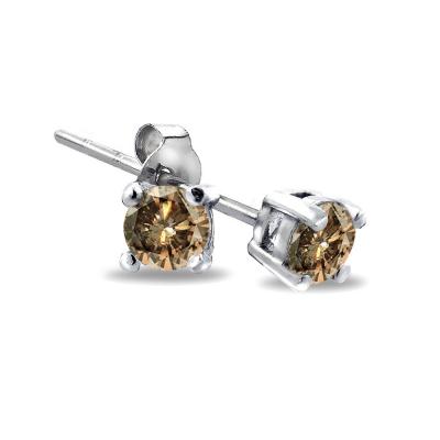 Sterling Silver 1/8ct Champagne Diamond Stud Earrings