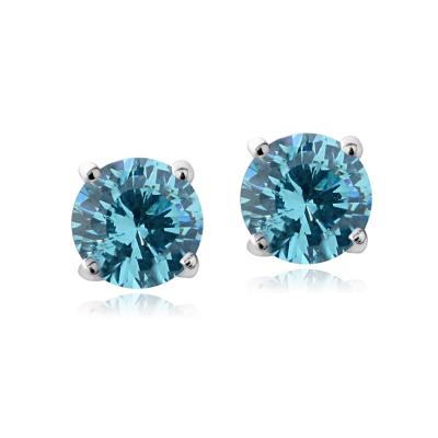 Sterling Silver Aqua  Swarovski Elements March Birthstone Stud Earrings