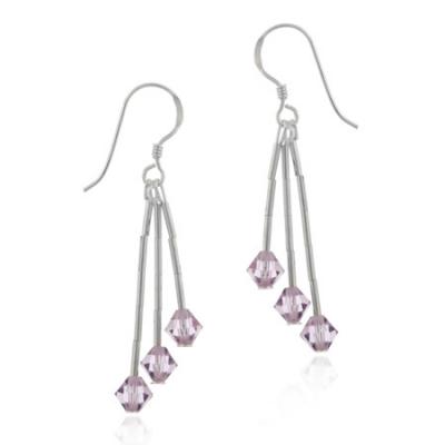 Sterling Silver Lavender Swarovski Elements Dangle Earrings