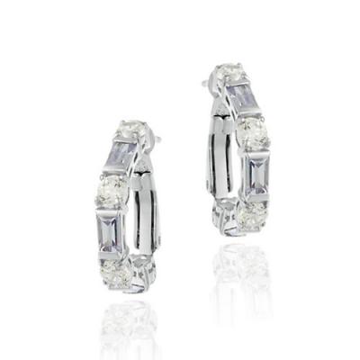 Sterling Silver Lavender and Colorless CZ Sterling Silver Earrings