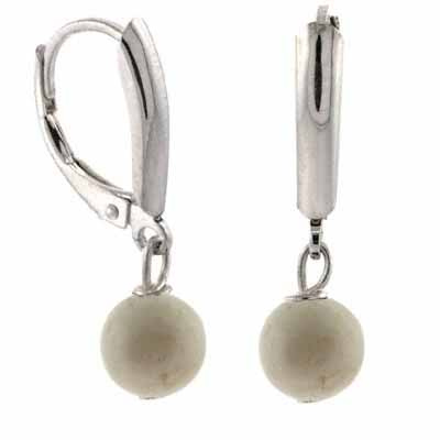 Sterling Silver Genuine Riverstone Bead Dangling LeverBack Lever Back Earrings