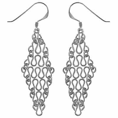 Sterling Silver Swirl flexible Link Chandelier Earrings