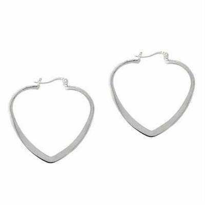 Sterling Silver Large Heart Hoop Earrings