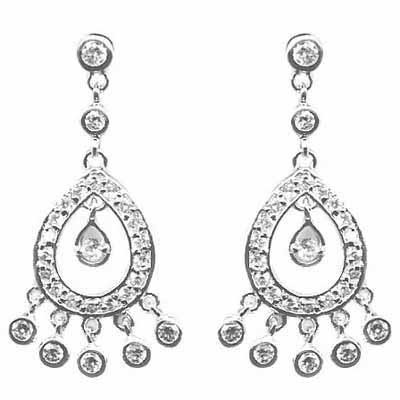 Indian Princess Simulated Diamond CZ Chandelier Earrings