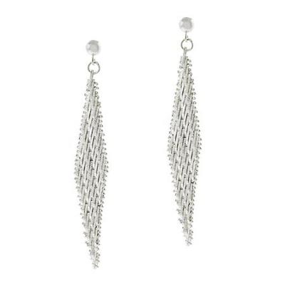 Sterling Silver Beaded Large Link Dangle Drop Earrings