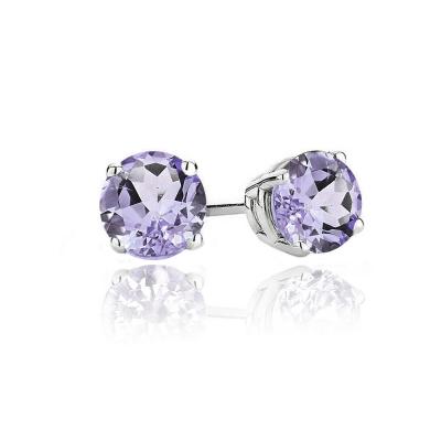 Sterling Silver .8ct Amethyst Round Stud Earrings, 5mm