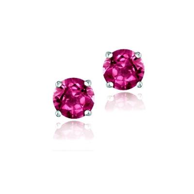 Sterling Silver 1.2ct Created Ruby Stud Earrings, 5mm