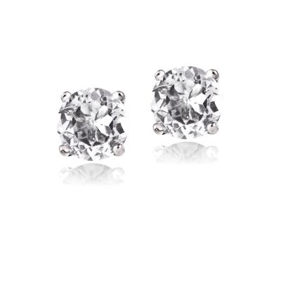 Sterling Silver 1.2ct White Topaz Round Stud Earrings, 5mm