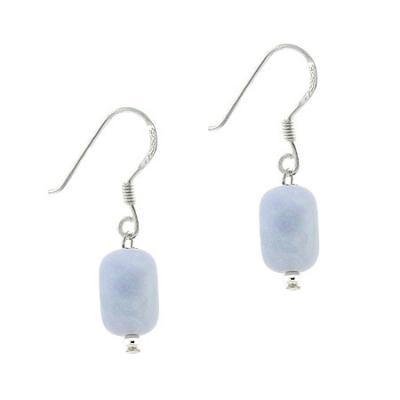 Sterling Silver .925 Genuine Lace Agate Strone Nugget Bead Dangle Earrings