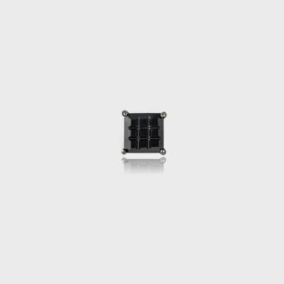 Sterling Silver Black Rhodium Overlay Black CZ Checkerboard 5mm Mens Stud Earring