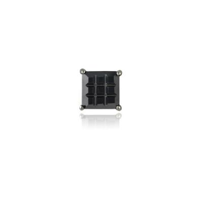 Sterling Silver Black Rhodium Overlay Black CZ Checkerboard 6mm Mens Stud Earring