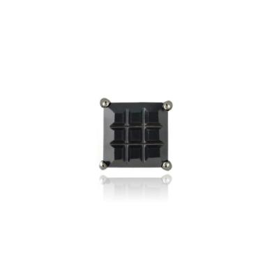 Sterling Silver Black Rhodium Overlay Black CZ Checkerboard 7mm Mens Stud Earring