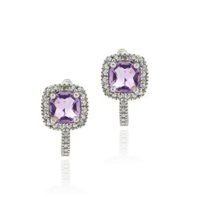 Amethyst & Diamond Accent Huggie Earrings