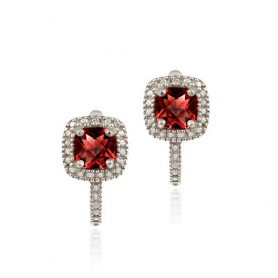 Garnet & Diamond Accent Huggie Earrings