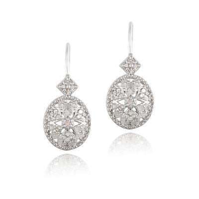 1/2ct Diamond Filigree Oval Leverback Earrings