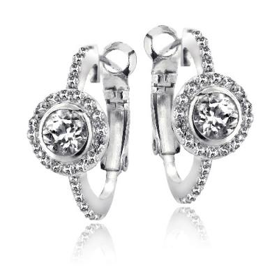 Silver Tone 2.6ct White Topaz Round Clutchless Earrings