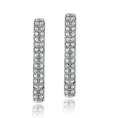 Silver Tone Swarovski Elements Line Drop Earrings