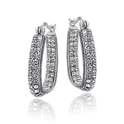 Silver Tone Swarovski Elements Hoop Earrings