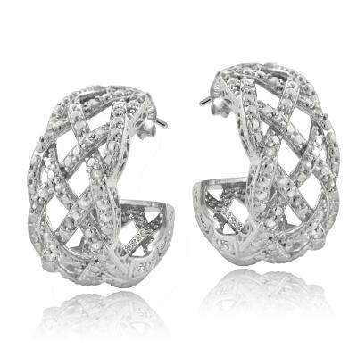 1/4 Ct Diamond Weave Half Hoop Earrings