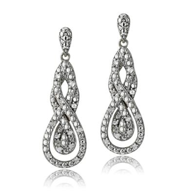 1/4 Ct Diamond Intertwining Infinity Dangle Earrings