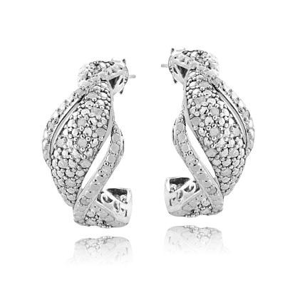 1/4 Ct Diamond Twist Half Hoop Earrings
