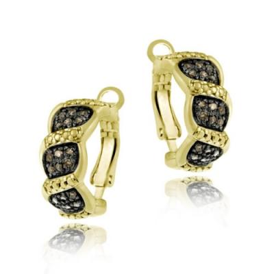 18K Gold over Sterling Silver 1/3ct. TDW Champagne Diamond S Design Earrings