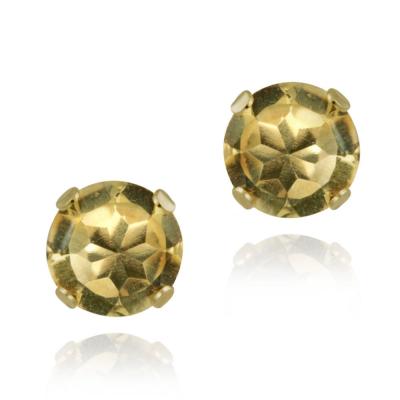 18K Gold over Sterling Silver 1.5ct Citrine Stud Earrings, 6mm
