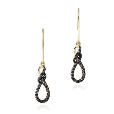18K Gold over Sterling Silver Champagne Diamond Accent Infinity Twist Earrings