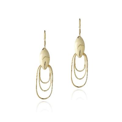 18K Gold over Sterling Silver Three Oval Dangle Earrings