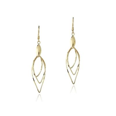 18K Gold over Sterling Silver Three Marquise Twist Dangle Earrings