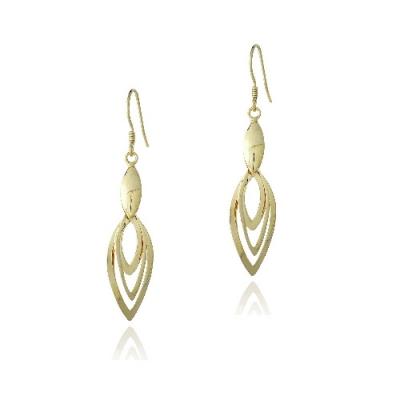 18K Gold over Sterling Silver Three Marquise Dangle Earrings