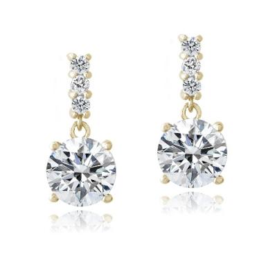 18K Gold over Sterling Silver CZ Dangle Earrings