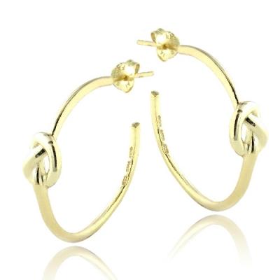 18K Gold over Sterling Silver Polished Love Knot Half Hoop Earrings