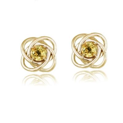 18K Gold over Sterling Silver 3/4ct Citrine Love Knot Stud Earrings