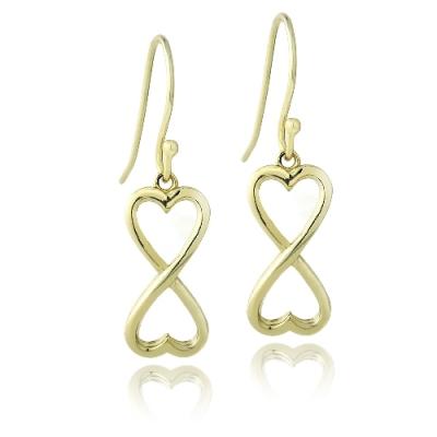 Gold Tone over Sterling Silver Infinity Heart Dangle Earrings