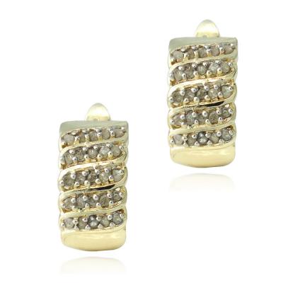 18K Gold Plated 1/2ct Diamonds Huggie Earrings